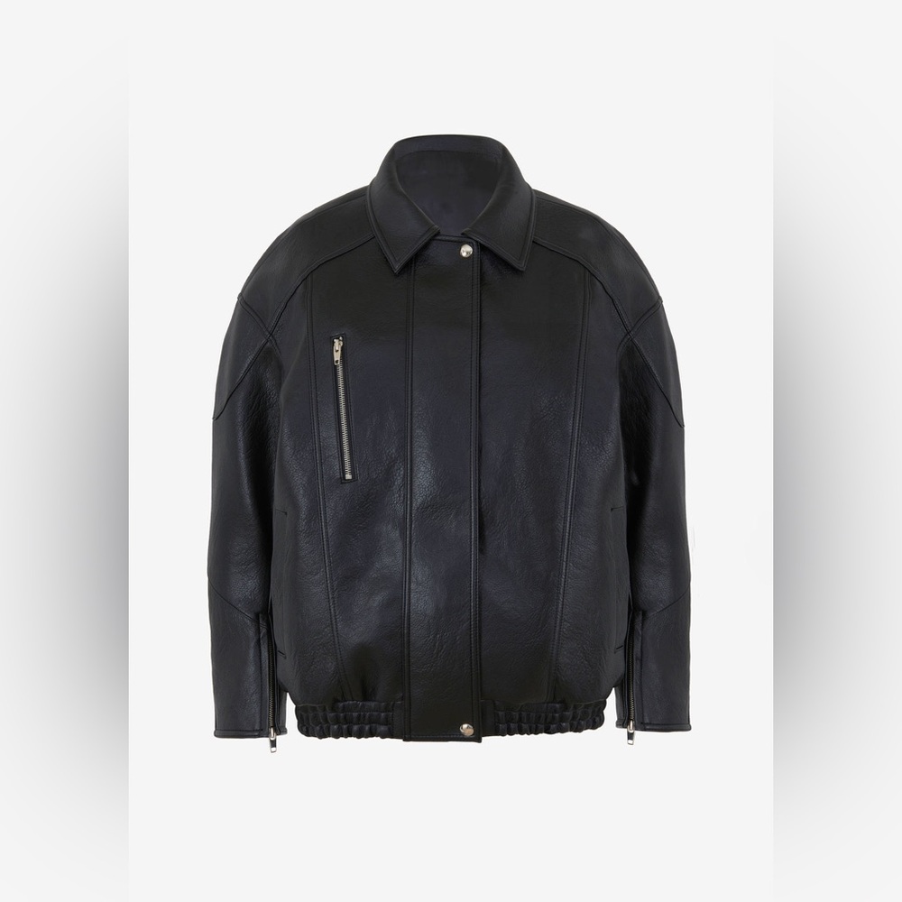 NEW The Frankie Shop ENORA FAUX LEATHER JACKET - BLACK - Picture 11 of 16